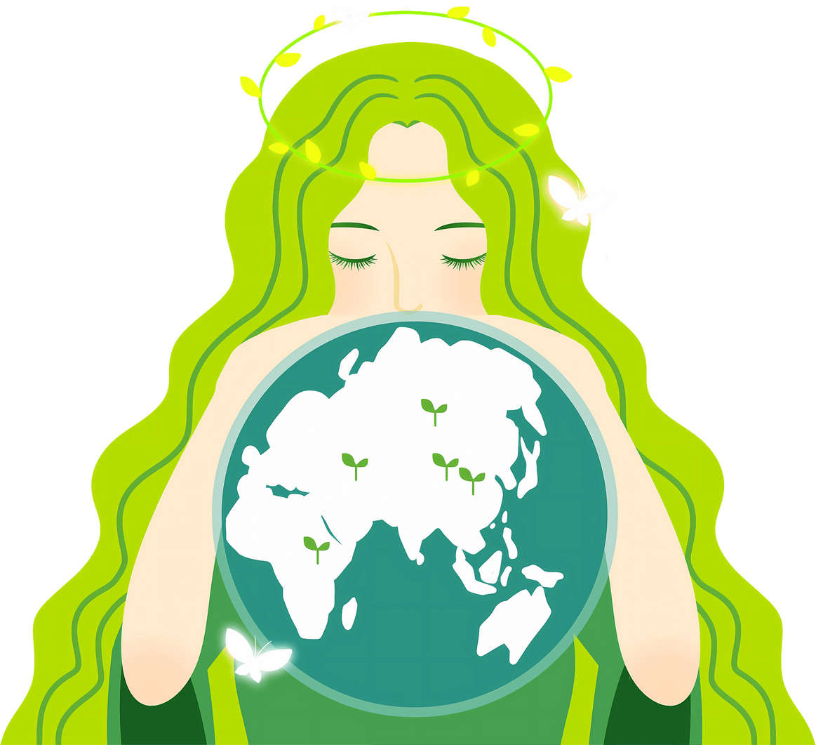 Mother Earth and Nature Hugging Globe